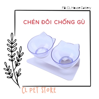 Bát nghiêng chống gù cho chó mèo - bát đôi
