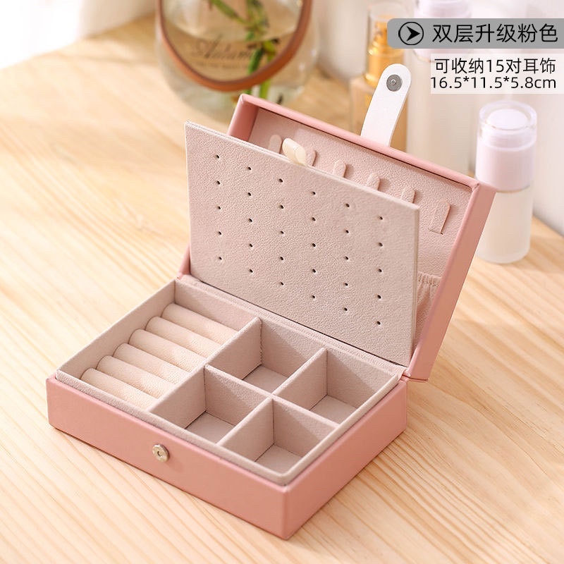 Hộp đựng trang sức bọc da mini hình chữ nhật nhỏ gọn tiện dụng dễ mang theo người