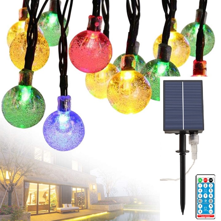 Đèn năng lượng mặt trời 6,5m 30 bóng 8 kiểu nháy