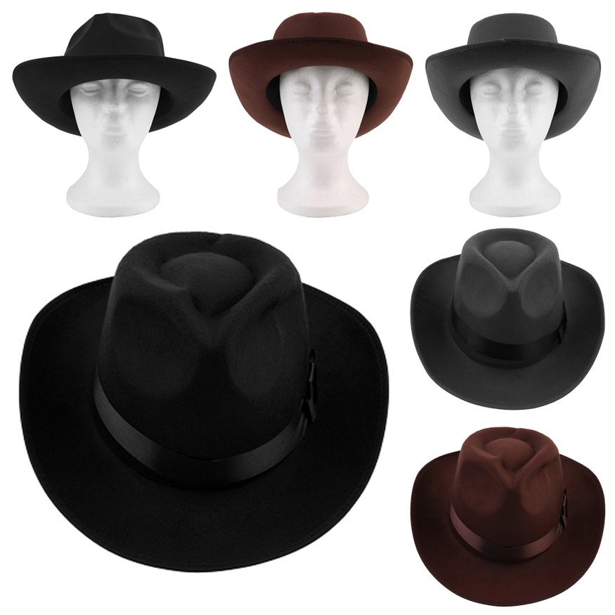 Fashion Women Felt Hat Wide Brim Outdoor Sun Beach Hat For Vacation Travel