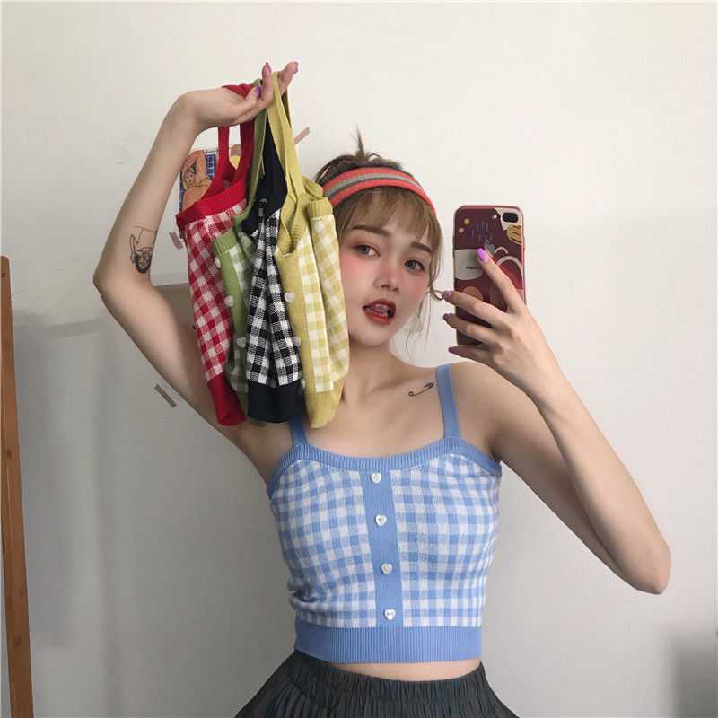 Áo hai dây kiểu dáng croptop len mịn siêu thoáng mát ( có ảnh thật ở cuối)