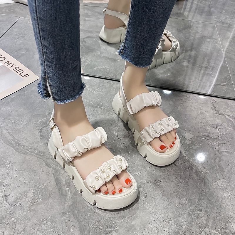 Giày Sandal Thể Thao Đế Xuồng Dày Cài Khóa Thời Trang Mùa Hè 2022 Cho Nữ
