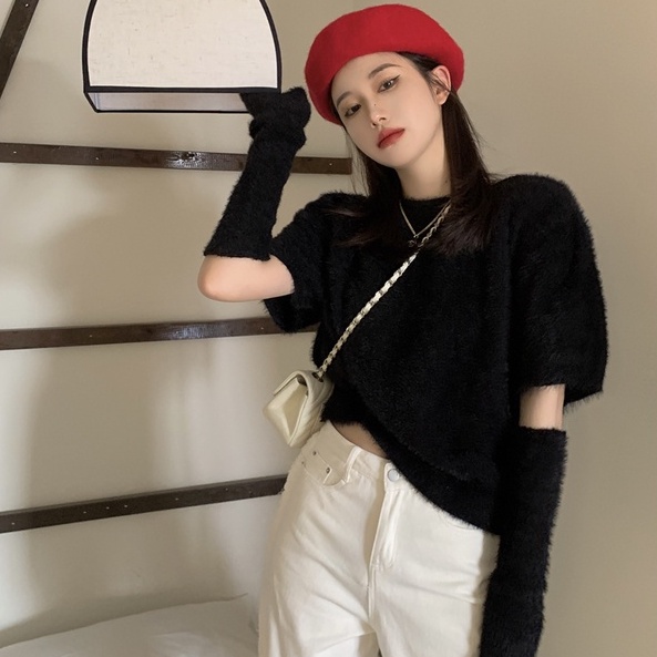 【ZHELIHANGFEI】Áo Sweater Dệt Kim Tay Dài Cổ Tròn Thiết Kế Quyến Rũ Cho Phái Nữ