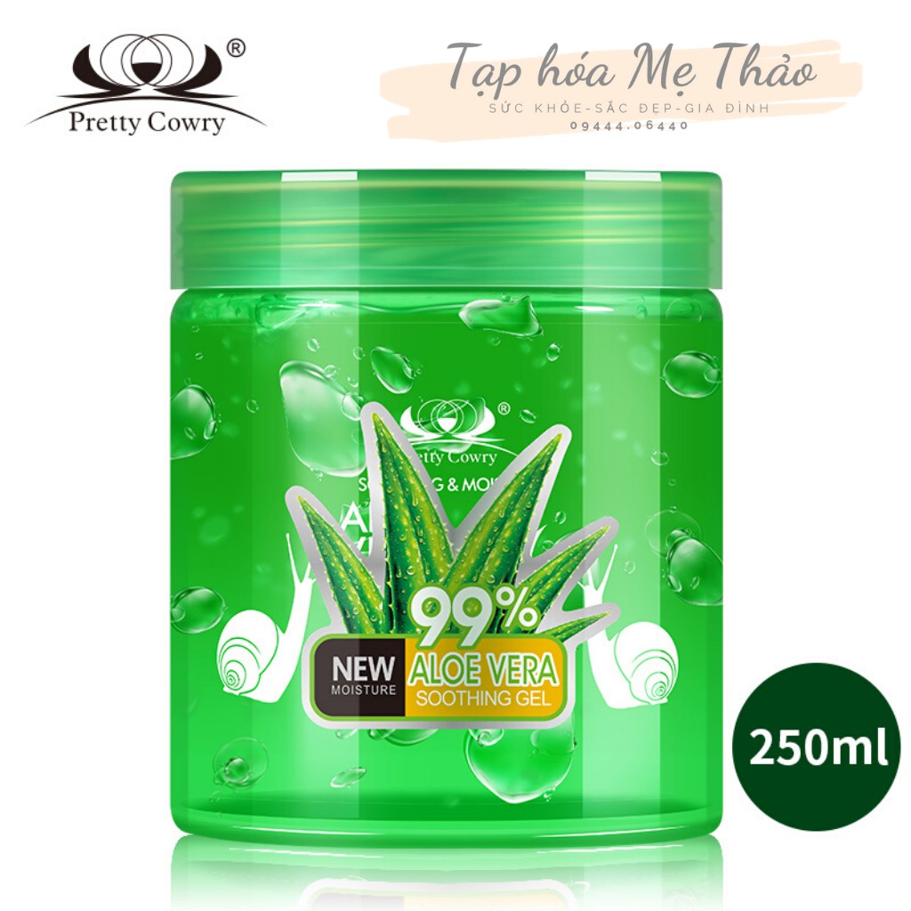 Gel lô hội tinh chất Ốc sên Pretty Cowry Aloe Vera Soothing Gel 250ml làm mềm và bổ sung độ ẩm cho da