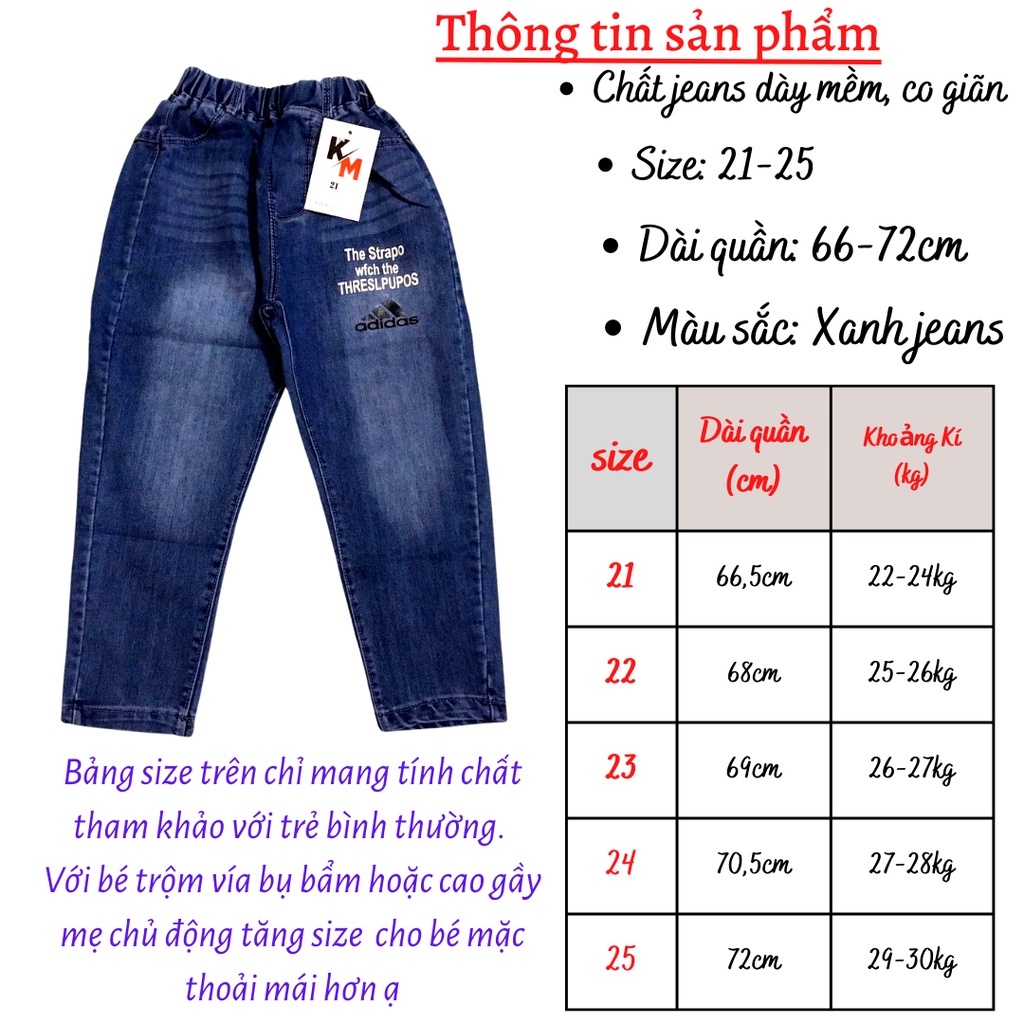 Quần jeans dài cực ngầu size đại cho bé trai 20-30kg