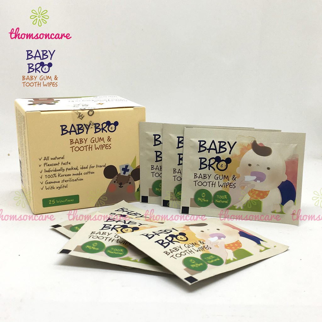 Gạc rơ lưỡi Baby Bro - Nhập khẩu Hàn Quốc - Baby Pro vệ sinh răng miệng cho bé - khăn lau răng Babybro 95
