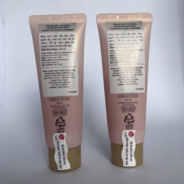 Sữa rửa mặt cấp nước kiềm dầu Whoo Hồng Soo Hydrating Foam Cleanser 40ml