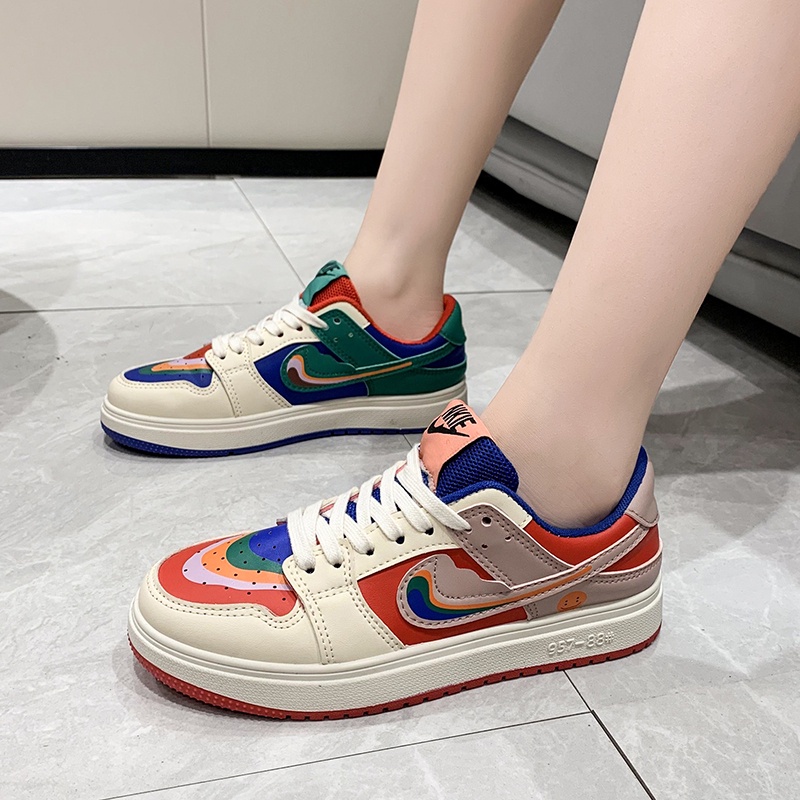 Giày thể thao Ni..ke  bảy màu, giày sneaker cầu vồng siêu hót hít cho Mẹ và Bé