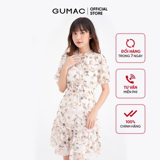 Đầm xòe nữ xẻ V nhún eo GUMAC DB727