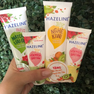 Sữa Rửa Mặt Hazeline nghệ kiwi và mát cha lựu đỏ tặng tuýp sữa rửa mặt hazeline dưỡnh Ẩm Sáng Da Yến Mạch Và Dâu Tằm