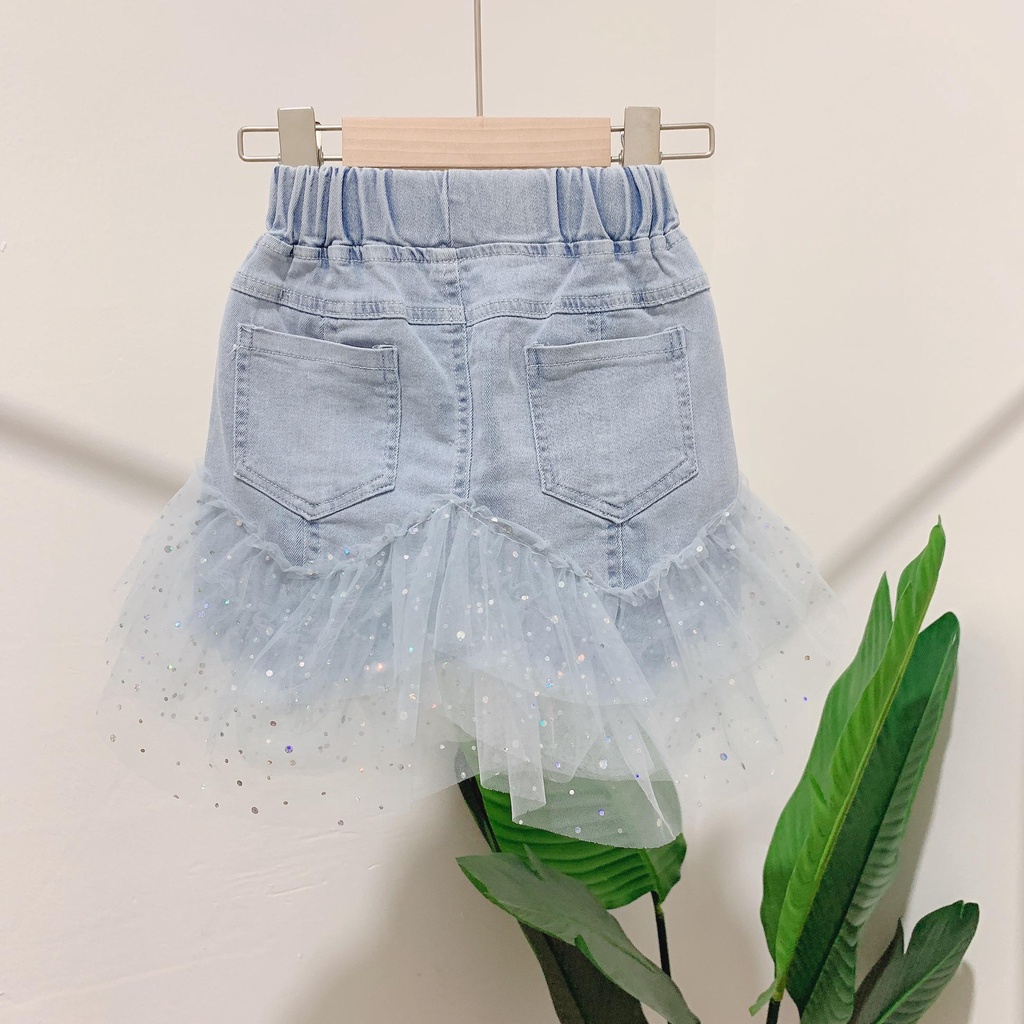 Mới Chân Váy Denim Mỏng Thời Trang 2022 Dành Cho Bé Gái