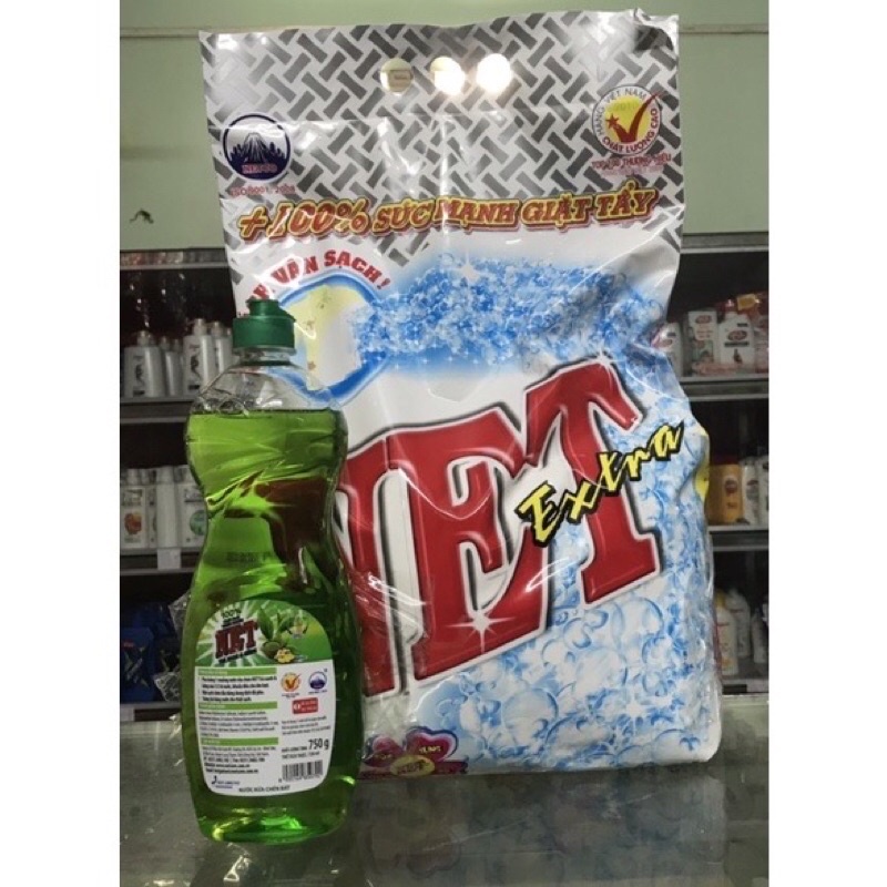 Bột Giặt Net Extra 6kg Khuyến mãi Nước Rửa Chén Net trà xanh và gừng