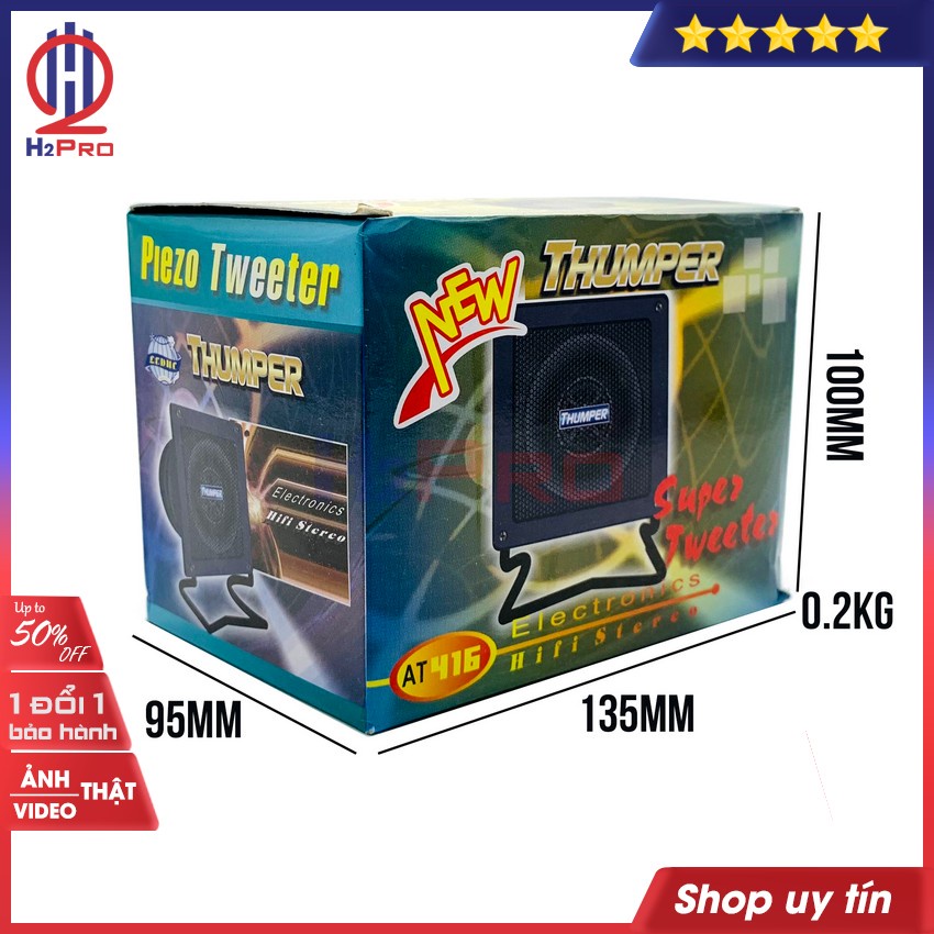 Đôi loa siêu treble thạch anh Thumper AT416 H2Pro 20W-hàng hãng-phễu kèn (2 loa), loa siêu treble thạch anh cao cấp