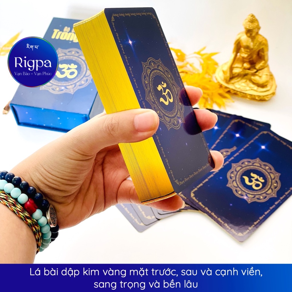 Combo Bộ bài và Sổ tay Trong Suốt bói bài hàng ngày 53 thẻ bài mạ vàng 7x12cm 3D fullbox kèm quà tặng Rigpa