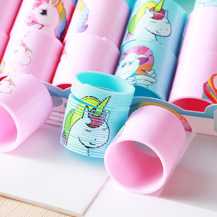 Đồ chơi vòng lò xo ma thuật nhún hình kì lân unicorn hồng cute