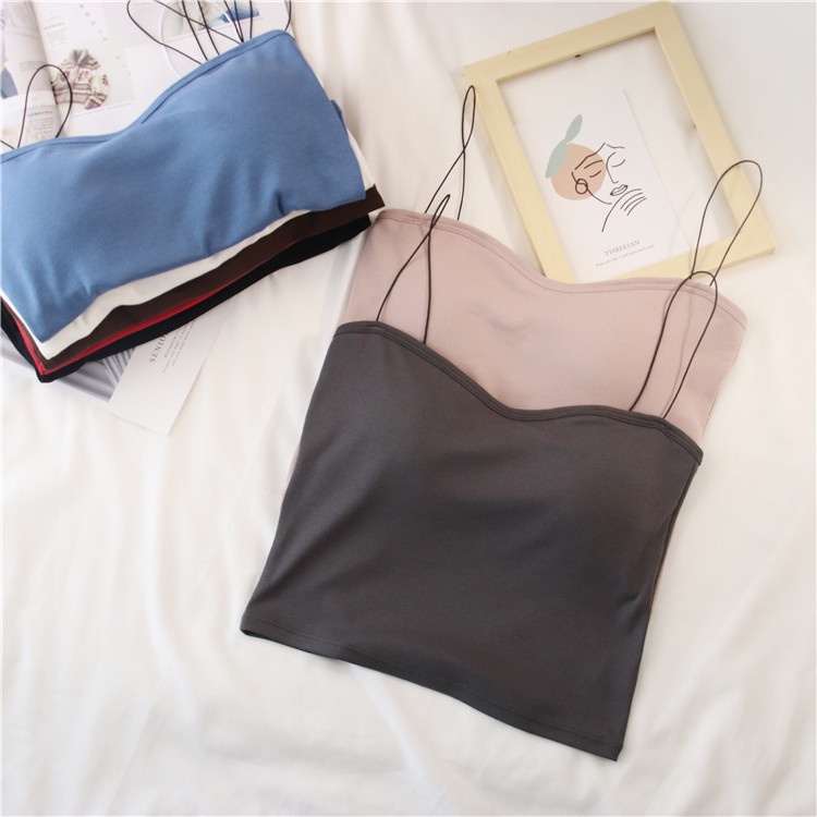 Áo bra nữ 2 dây mảnh mút mỏng, chất liệu cotton dáng dài cực xinh xắn HLBOUTIQUE B259