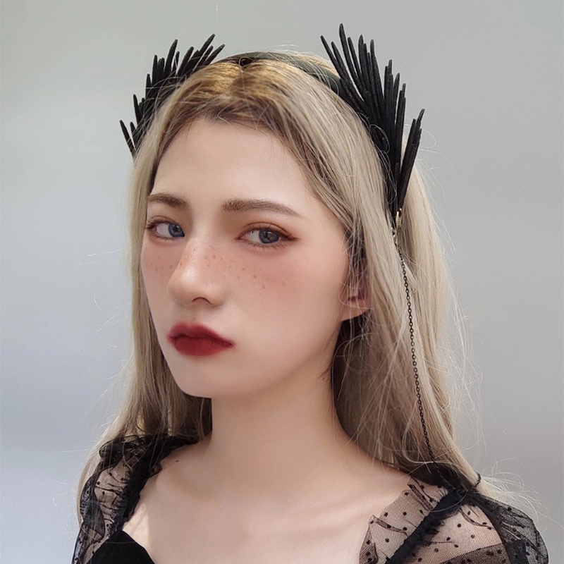 Băng Đô Cài Tóc Hình Đôi Cánh Tua Rua Phong Cách Gothic Thời Trang