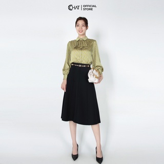Chân váy midi xòe bổ mảnh CCHAT