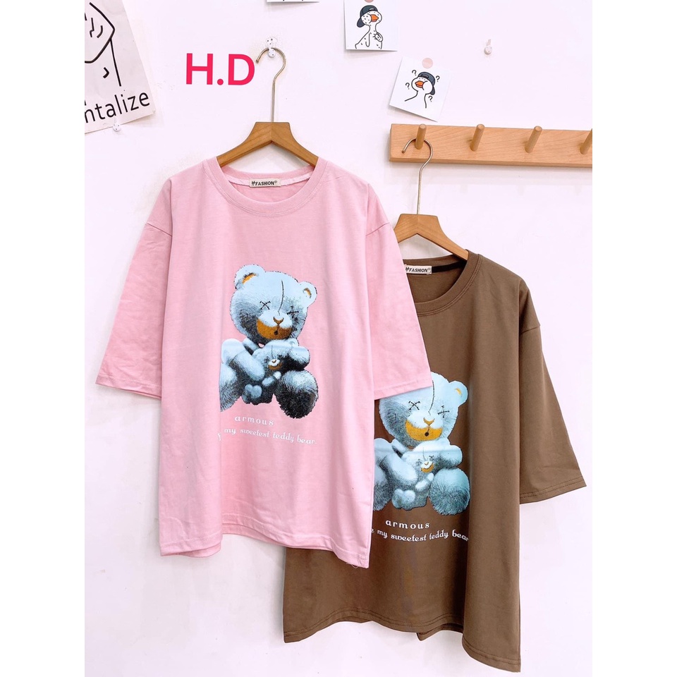 ÁO THUN  TAY LỠ IN HÌNH GẤU  Teddy Bear .ÁO NAM NỮ  CHẤT COTTON SU [ Tặng Kèm Khẩu Trang ]
