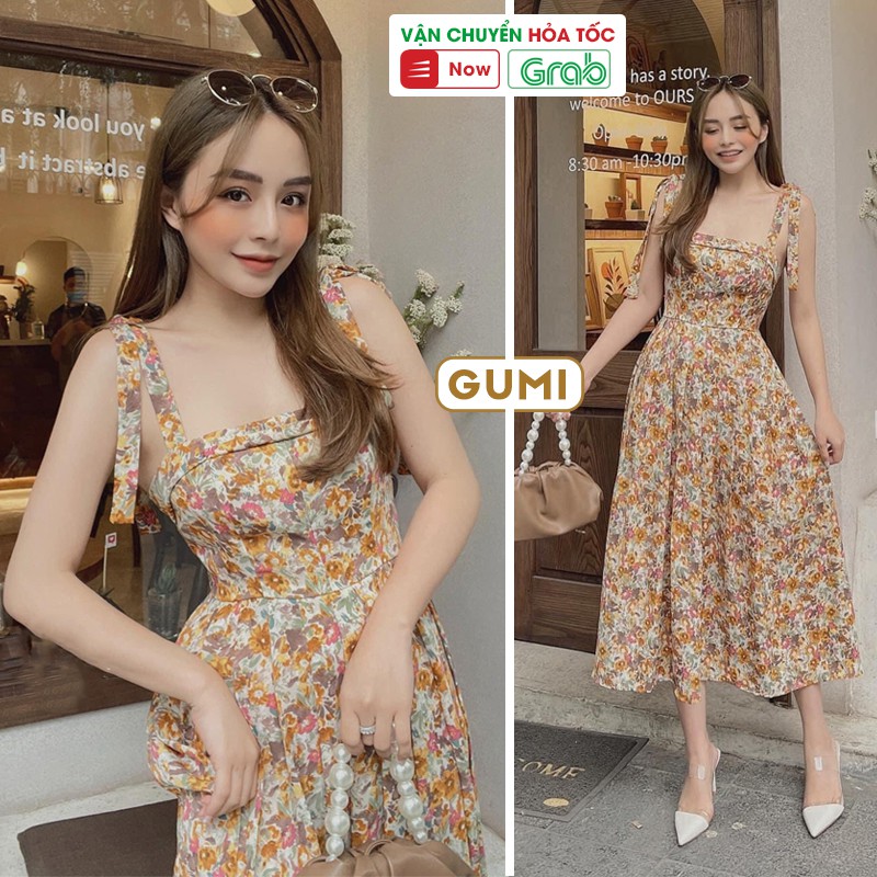 Đầm maxi dài 2 dây đi biển có mút ngực cao cấp - Váy maxi bông 2 dây  đi biển xinh đẹp GM2009