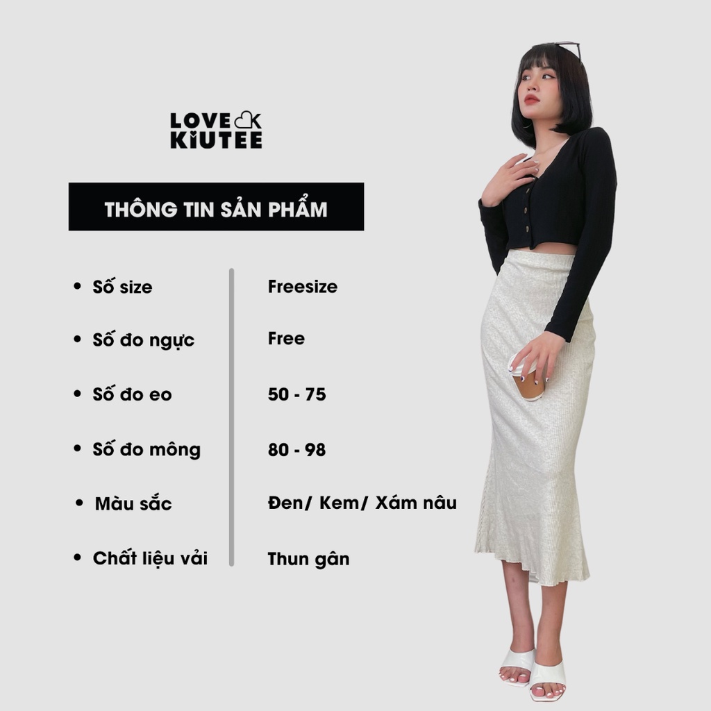 Chân váy dài đuôi cá năng động Fishtail Ribbed Maxi Skirt LOVEKIUTEE