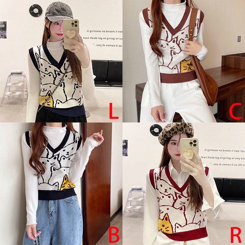 Áo len không tay cổ chữ V thời trang dành cho nữ