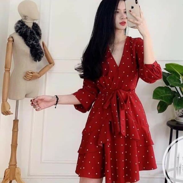 Đầm bi đỏ cao cấp
