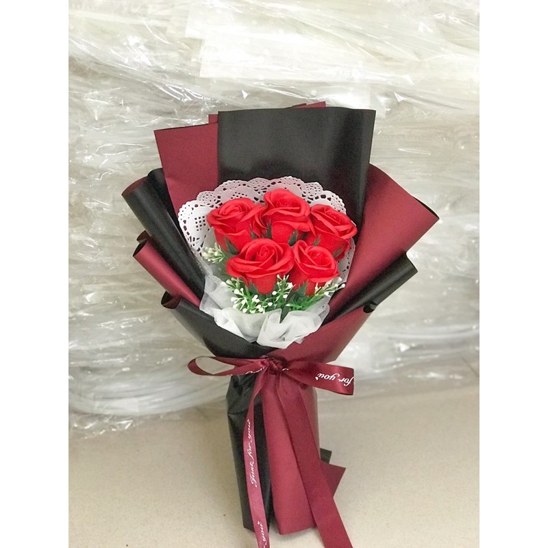 Bó hoa sáp 5 bông kiểu Hàn Quốc - Tặng Thiệp