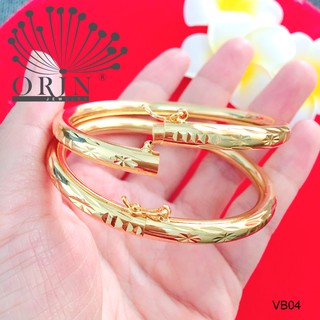Cặp 2 chiếc vòng đeo tay, vòng bọng có khóamàu 24 khắc khía VB04 thiết kế cao cấp Orin V2171