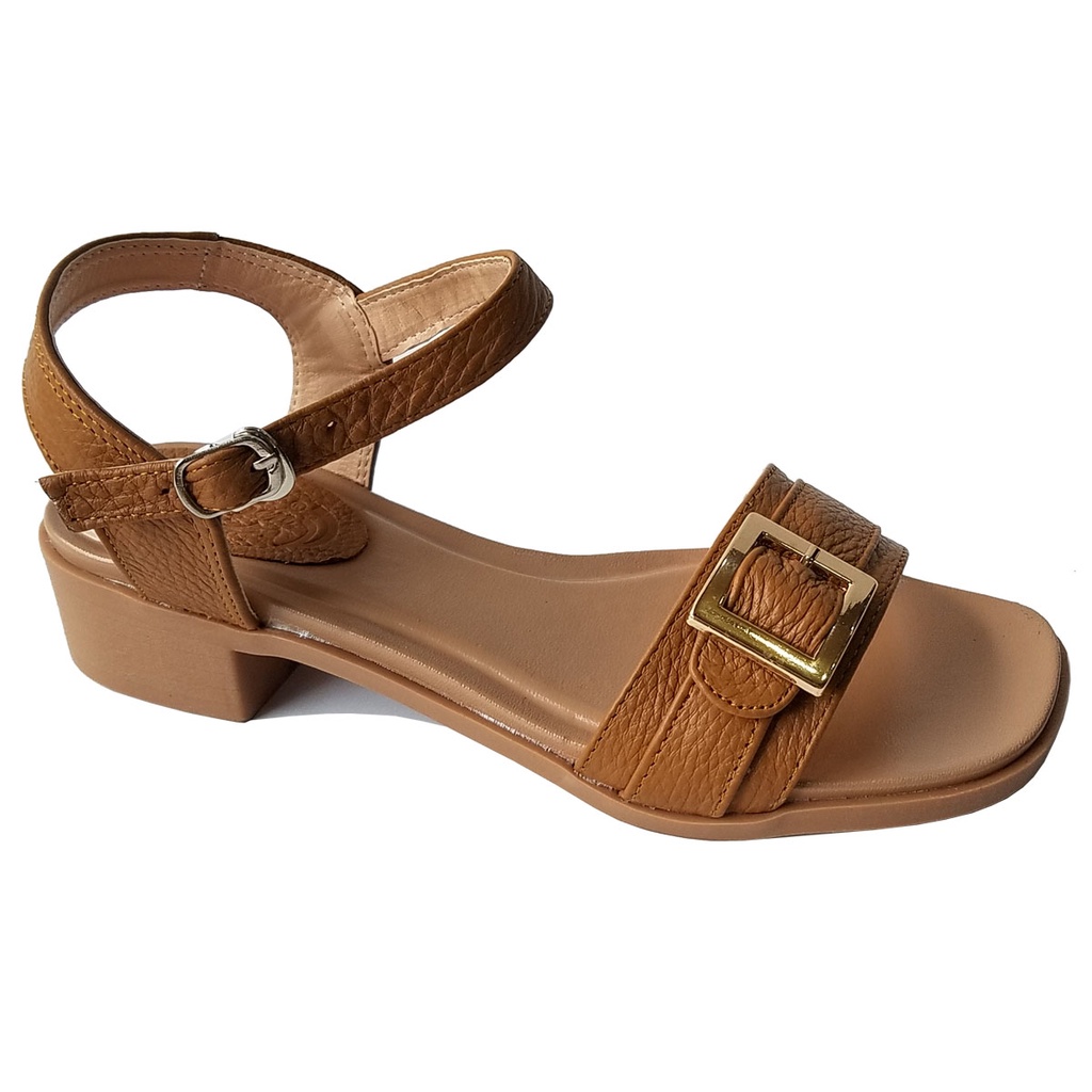 Giày sandal cao gót nữ da bò thật BIGGBEN gót 4 cm HKD390