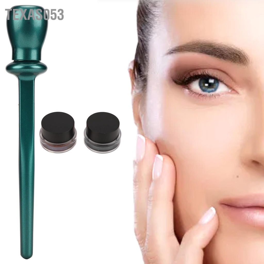 Texas053 Dụng cụ kẻ mắt Hướng dẫn silicone chống thấm nước Đũa phép với Kem màu nâu đen để trang điểm