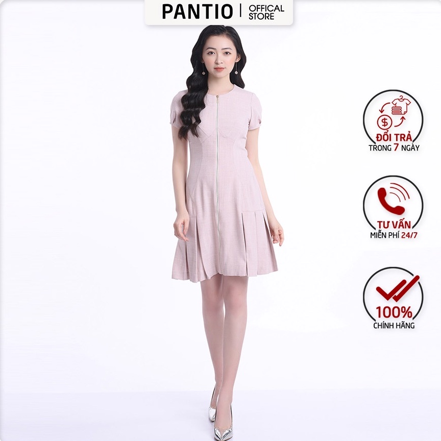 Đầm công sở chất liệu thô mềm thiết kế khóa kéo dáng xòe FDC32519 - PANTIO