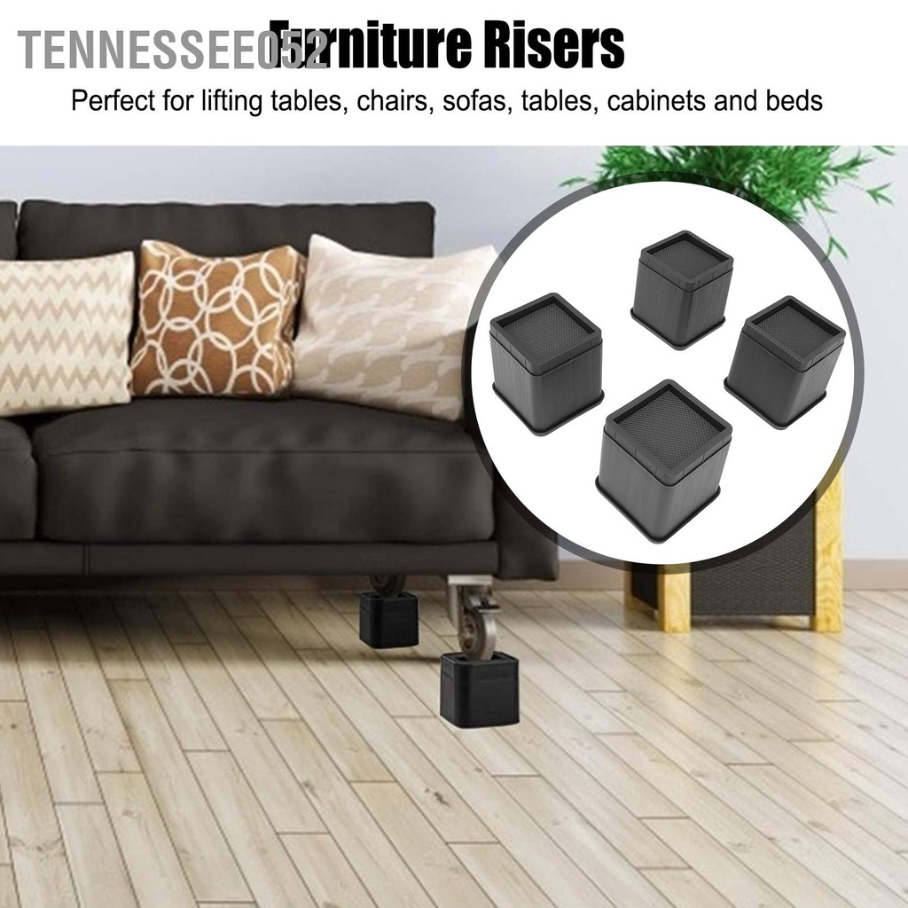 Tennessee052 4 cái Đồ nội thất có thể xếp chồng lên nhau và Rủi ro trên giường Chống trượt Đệm cao su nâng Riser cho Ghế sofa