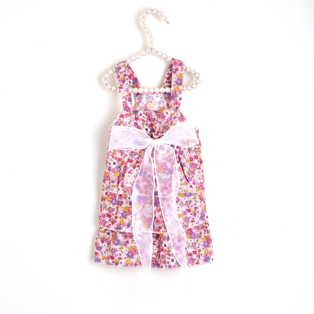 Hipidog Đầm Cotton Phối Lưới Họa Tiết Hoa Xinh Xắn Thời Trang Cho Thú Cưng