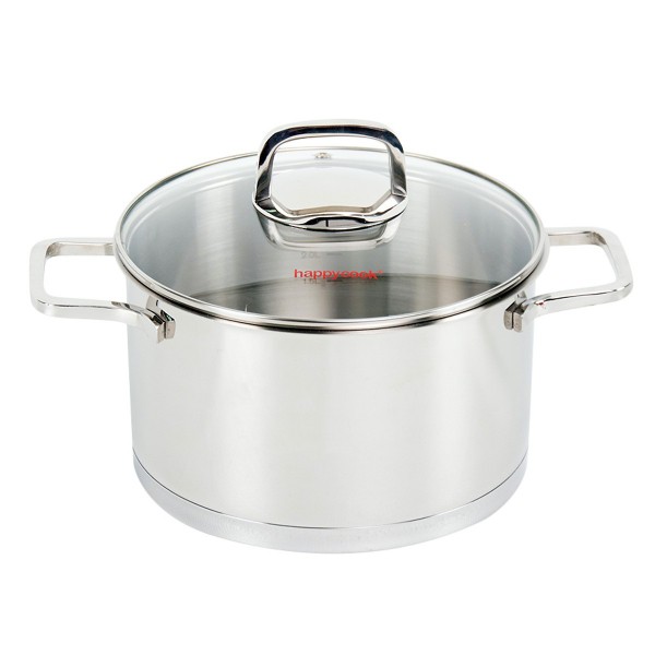 Nồi inox cao cấp 3 đáy nắp kiếng Happy Cook Novelty 18cm 20cm 24cm HC-18NV HC-20NV HC-24NV