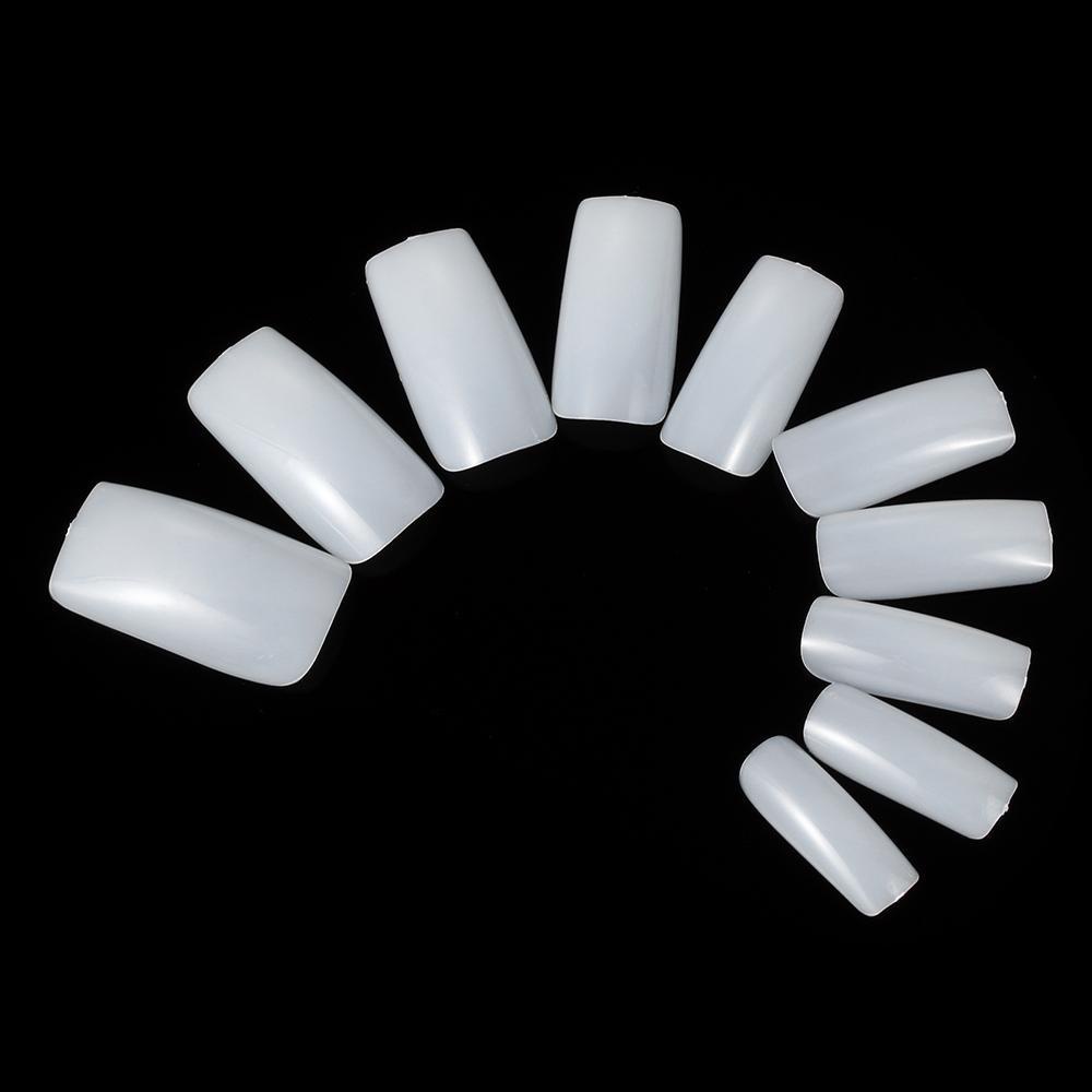 Bộ 500 Móng Tay Giả Màu Trắng / Nửa / Trong Suốt Phong Cách Pháp Tự Nhiên