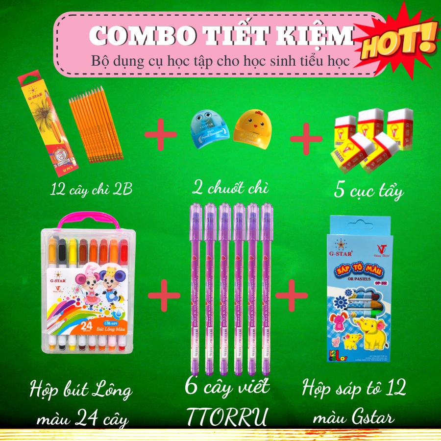 COMBO Bộ dụng cụ học tập cho học sinh tiểu học