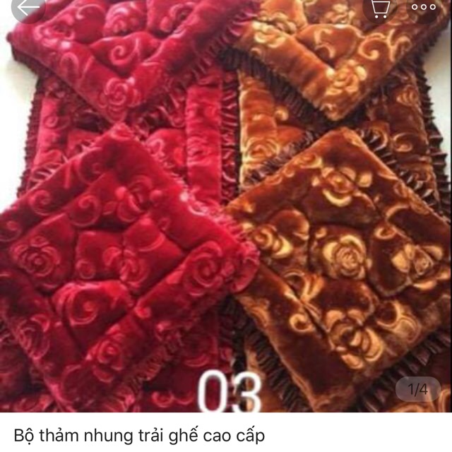 Bộ thảm nỉ nhung trải ghế( 1 tấm dài 2 tấm ngắn)