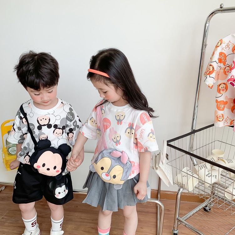 Áo Thun Tay Ngắn Cổ Tròn Dáng Rộng In Hoạt Hình Kiểu Hàn Quốc Thời Trang Mùa Hè Cho Bé Trai