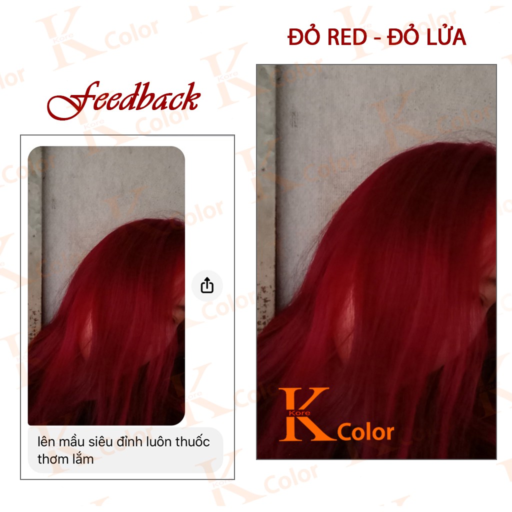 Thuốc nhuộm tóc màu ĐỎ RED  ĐỎ LỬA không tẩy sử dụng tại nhà nhiều thảo dược giá rẻ Kcolor