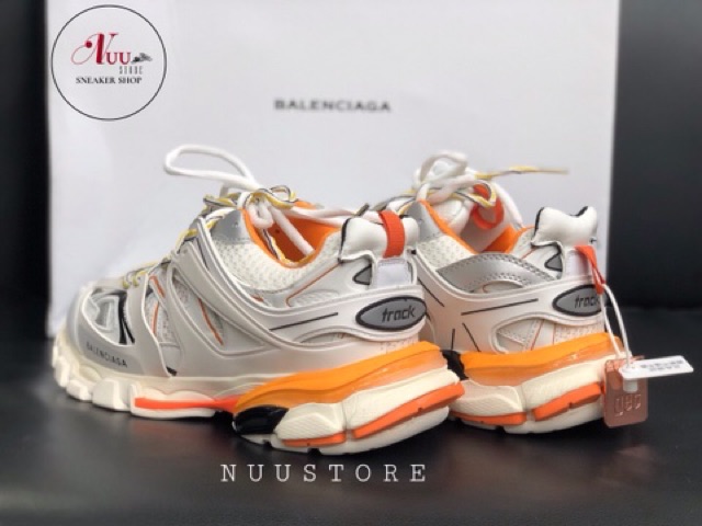 Balenciaga Track 3.0 LED Light Sneakers (white orange