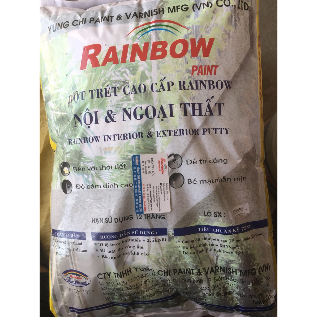 Bột trét tường Rainbow (40kg/bao)