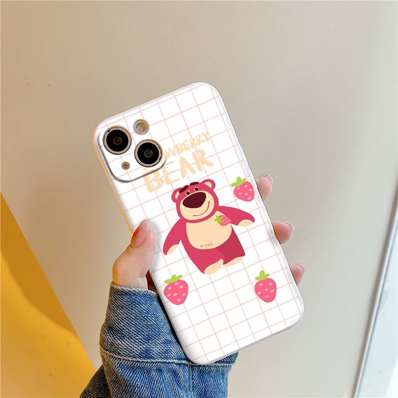 Ốp lưng iphone hình gấu dâu tây BEAR hoạt hình dễ thương cho 7 Plus/8Plus/XR/XS Max/11/X/12/12 Pro Max/pro/13 promax
