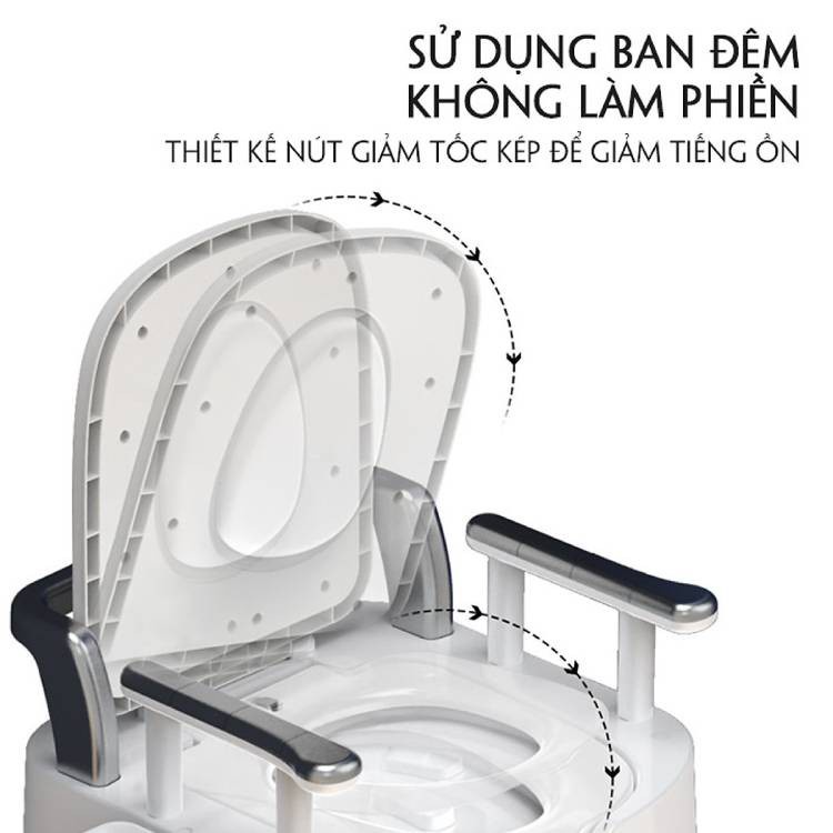 Bồn cầu di động có tay vịn cho người già bà bầu.Bô cho người già đi vệ sinh tại giường.Toilet di động