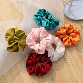 [ Size Lớn ] Scrunchies Dây Cột Tóc Trơn Vải Lụa Mềm Mịn