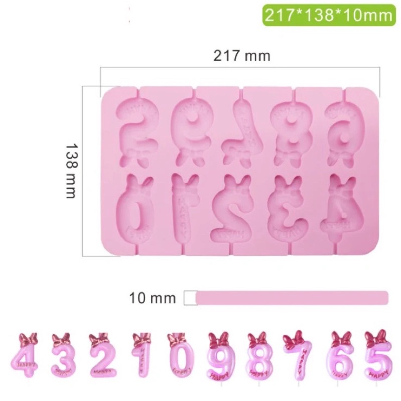 Khuôn số dựng cao 5.5 cm  silicone fondant/đất sét