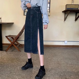 Váy ngắn chân váy jean hàng taobao xẻ đẹp