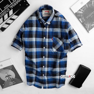 Áo thun nam caro màu xanh đậm hollister