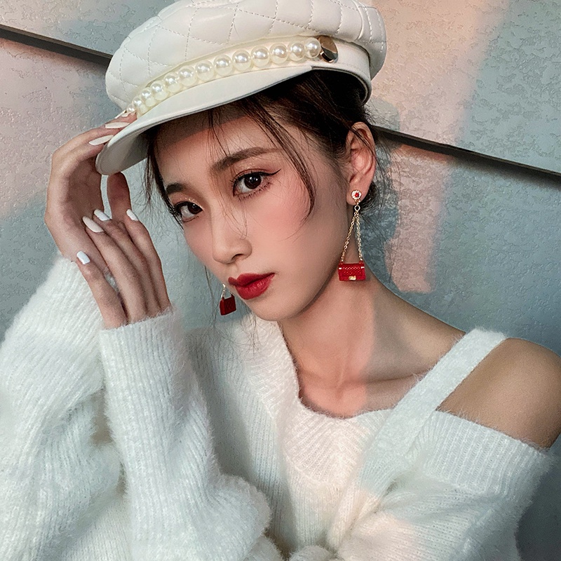 Bông Tai Tua Rua Dáng Dài Màu Đỏ Mẫu Mới 2022 Thời Trang Phong Cách Hàn Quốc Cho Nữ