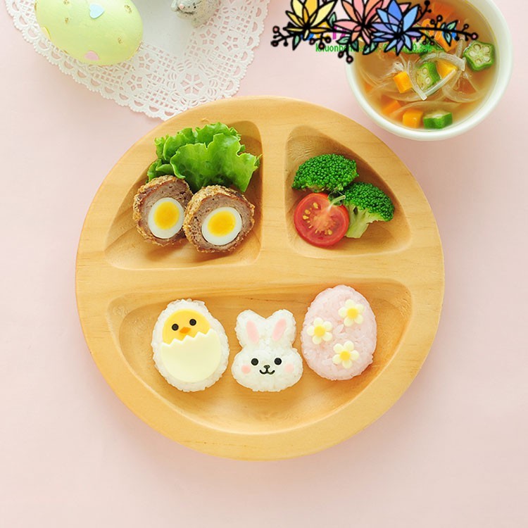 Bộ khuôn ép cơm Nhật Bản gà thỏ trứng chính hãng